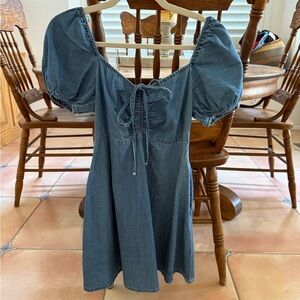 Forever 21 Blue Puff Sleeve Dress